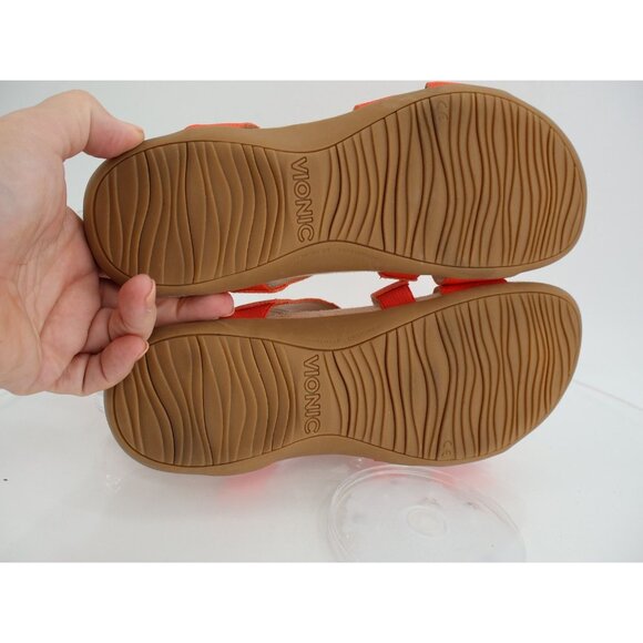Vionic Raya Sandals Womens 10 Orange Leather Wedge Orthotic Adjustable - Picture 7 of 11